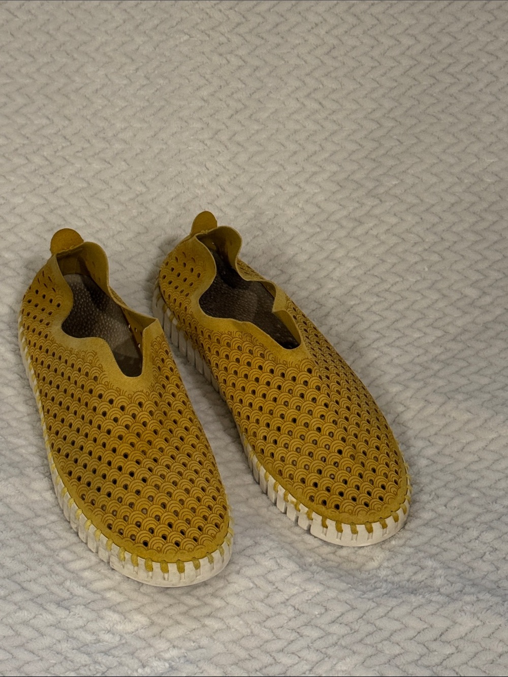 Isle Jacobsen Women’s Slip-On Perforated Casual Shoe - Mustard Yellow Size 42